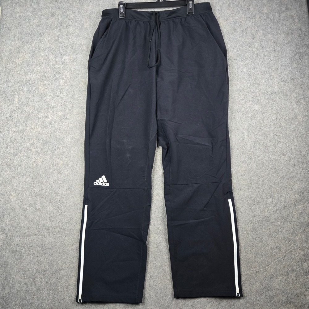 Adidas Track Pants Mens XL Black Ankle Zip Athletic Training Joggers Sportswear